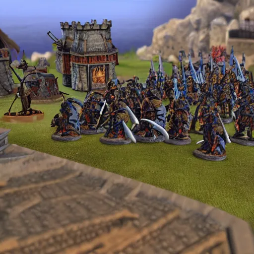 Image similar to army of orcs sieging stormwind at dawn
