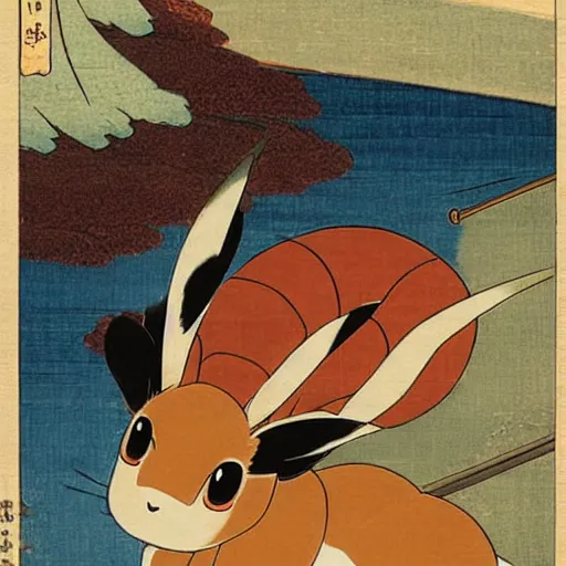 Image similar to Beautiful Ukiyo-e painting of an Eevee