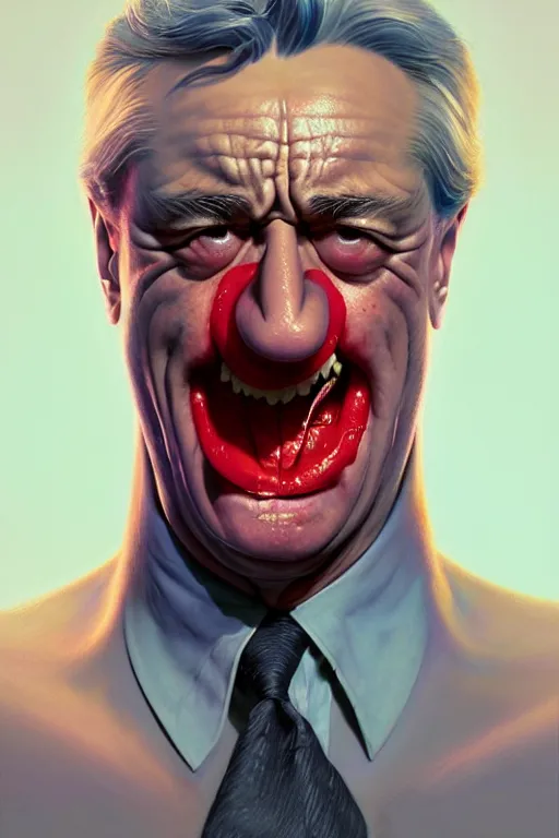 Image similar to robert de niro tomato face, hyper detailed, digital art, artstation, cinematic lighting, studio quality, smooth render, by peter mohrbacher, hajime sorayama, wayne barlowe, boris vallejo, aaron horkey, gaston bussiere, craig mullins