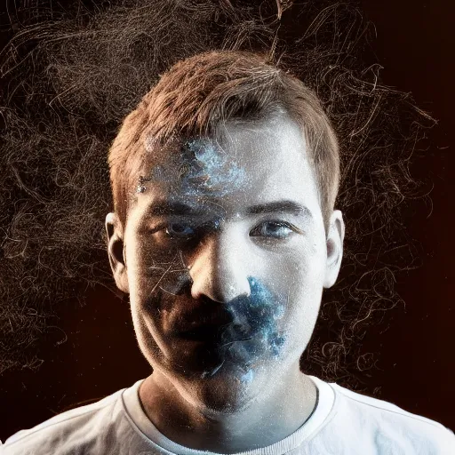 Image similar to man face made of smoke particles