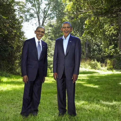 Prompt: Obama standing next to Gollum. Photo 8K