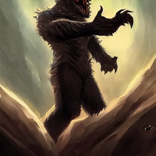 Image similar to werewolf vampire lord hybrid, hearthstone art, by greg rutkowski