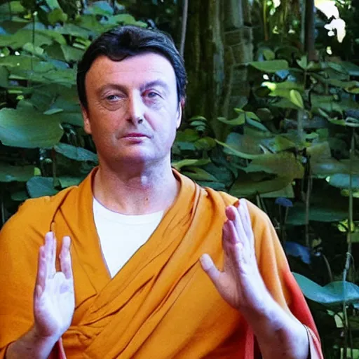 Prompt: Matteo Renzi reaching the Bodhisattva status in lotus pose