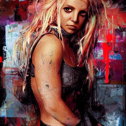 Image similar to britney spears and doja cat morphed together, hybrid, jeremy mann painting