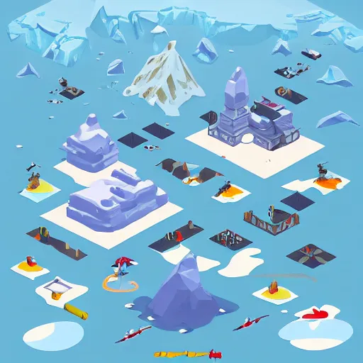 Image similar to isometric video game of antarctica