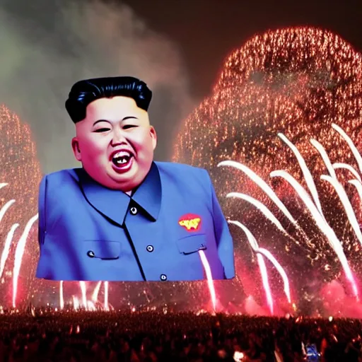 fireworks that look like a screaming kim jong un doll | Stable Diffusion