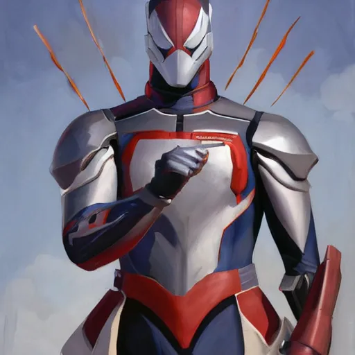 Prompt: greg manchess portrait painting of armored spiderman ultraman grey fox from metal gear cyborg japanese - american hybrid as overwatch character, medium shot, asymmetrical, profile picture, organic painting, sunny day, matte painting, bold shapes, hard edges, street art, trending on artstation, by huang guangjian and ail elvgren and sachin teng