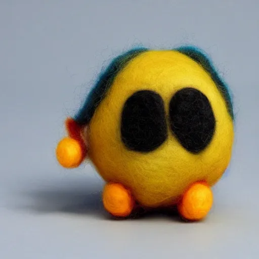 Prompt: a needle felted Kirby, needle felting art.