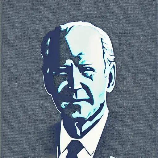 Prompt: individual furry biden silk screen portrait beeple style