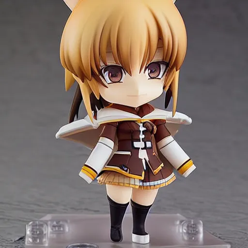 Image similar to an anime nendoroid figurine of cute caracal, fantasy, figurine, product photo