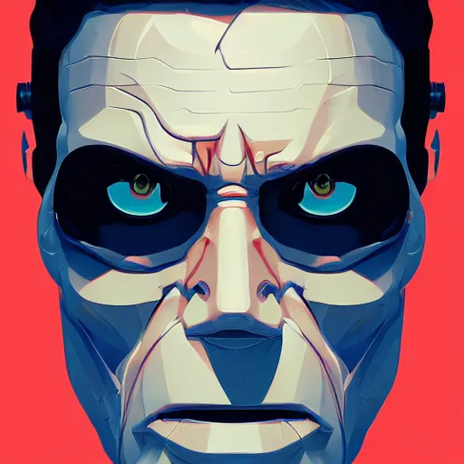 Image similar to face icon stylized minimalist the terminator, loftis, cory behance hd by jesper ejsing, by rhads, makoto shinkai and lois van baarle, ilya kuvshinov, rossdraws global illumination