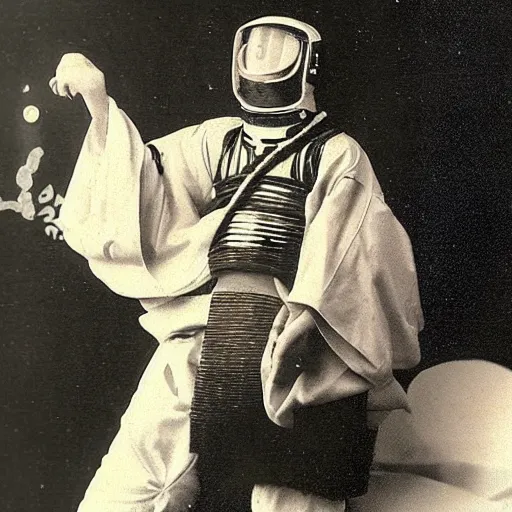 old photo of a japanese samurai as an astronaut ” | Stable Diffusion