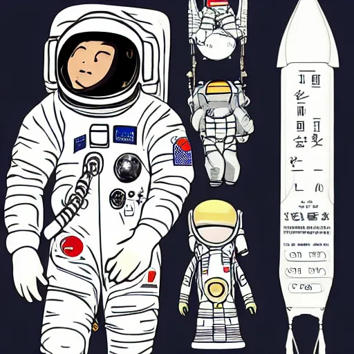 Prompt: astronaut, in Hiroaki Tsutsumi style