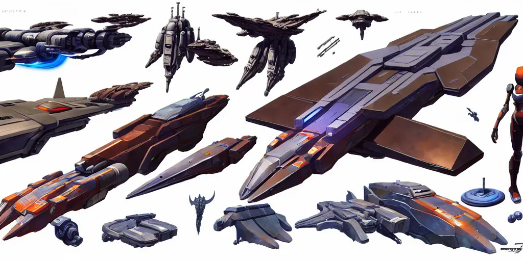 Image similar to futuristic sci - fi props and gadget, inspired by moebius, hard surface, collection, kitbash, parts, shape and form, in watercolor gouache detailed paintings, hull, elite dangerous, star citizen, modular, pieces, golden ratio