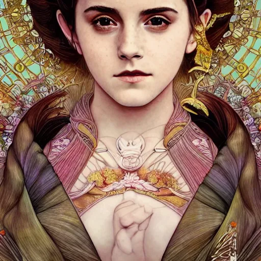 Prompt: Emma Watson as a Japanese Goddess, cute, fantasy, intricate, elegant, highly detailed, digital painting, 4k, HDR, concept art, smooth, sharp focus, illustration, art by artgerm and H R Giger and alphonse mucha