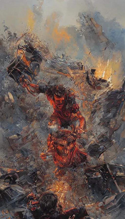 Image similar to rage, by james gurney