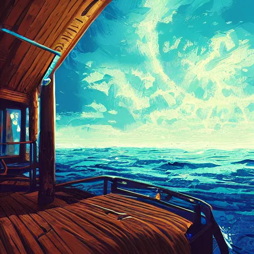 Prompt: poseidon cabin, camp half-blood, blue colors, artstation, afternoon lighting, highly detailed, by alena aenami