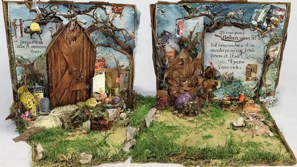 Image similar to storybook illustration unimpressive blessing diorama