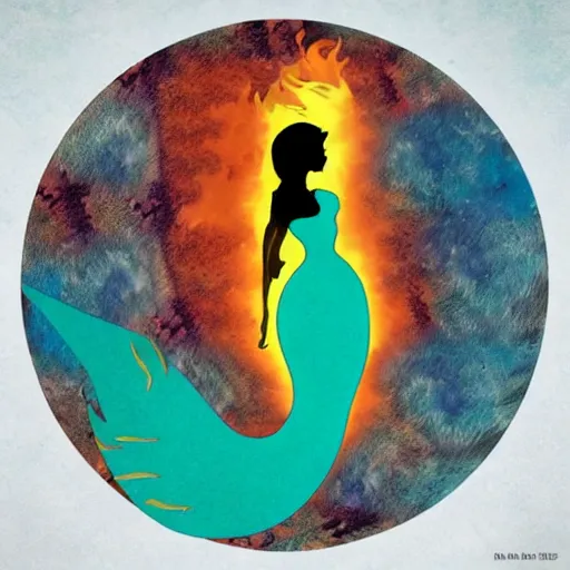 Prompt: a mermaid in the style of an Earth, Wind, and Fire album cover