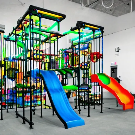 Prompt: photo of rgb gaming jungle gym