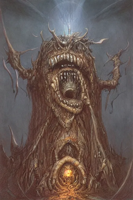 Prompt: artwork by john howe of a the angry abomination