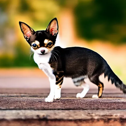 Image similar to a feline chihuahua - cat - hybrid, animal photography