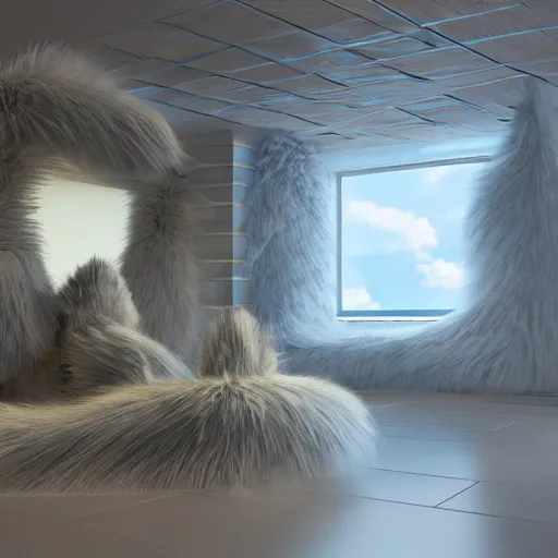 Prompt: detailed architectural render of a futuristic home furry fuzzy muppets shape surreal atmosphere inspired by postmodernism hyperreal hyperdetailed 3 d samaritual 8 k real engine