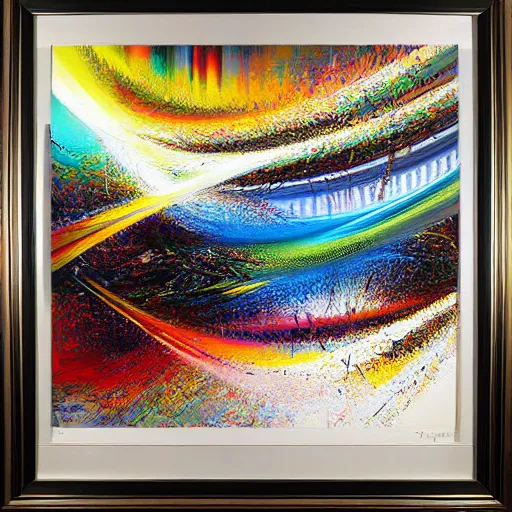 Image similar to abstract art representing momentum, oil painting by john berkey and gabriel dawe, masterwork