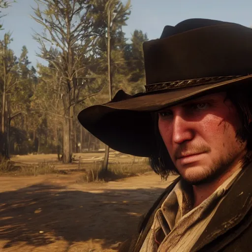 Image similar to paul dano stars as john marston in the playstation 4 video game red dead redemption 2, detailed in game screenshots