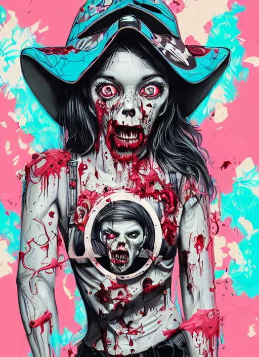 Image similar to zombie girl hiphop streetwear drip, tristan eaton, victo ngai, artgerm, rhads, ross draws