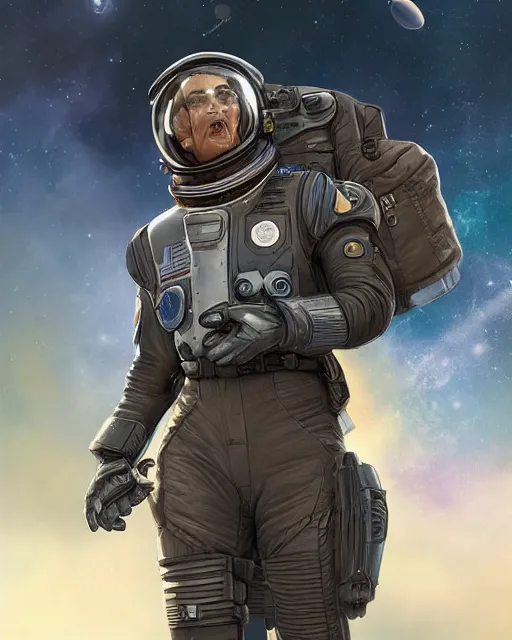 Prompt: Space Force Pilot Apex Legends character digital illustration portrait design by, Mark Brooks and Brad Kunkle detailed, gorgeous lighting, wide angle dynamic portrait