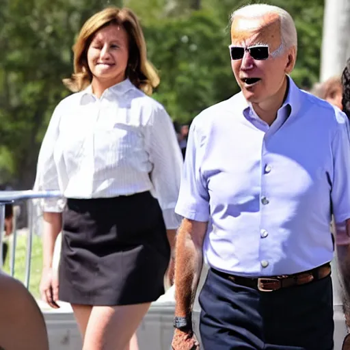 Image similar to Joe Biden wearing a skirt