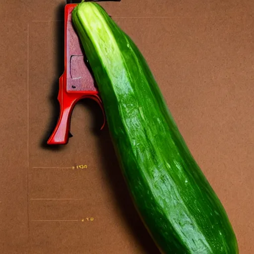 Prompt: gun made of cucumber, 8 k