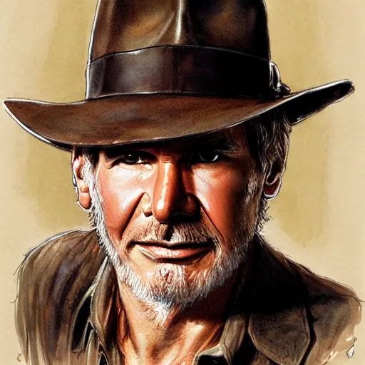 Image similar to harrison ford as indiana jones, high resolution, high quality, by jean - baptiste monge