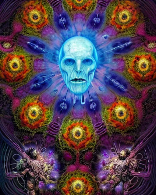 Image similar to the platonic ideal of flowers, rotting, insects and praying of cletus kasady carnage thanos dementor wild hunt doctor manhattan chtulu mandelbulb mandala howl's moving castle the witcher davinci heavy rain, d & d, fantasy, ego death, decay, dmt, psilocybin, concept art by greg rutkowski and ruan jia