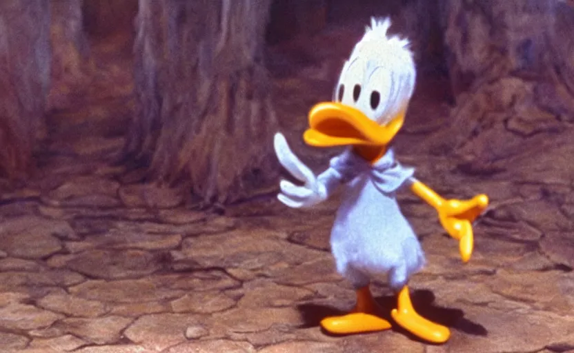 Image similar to a still of donald duck in the dark crystal,