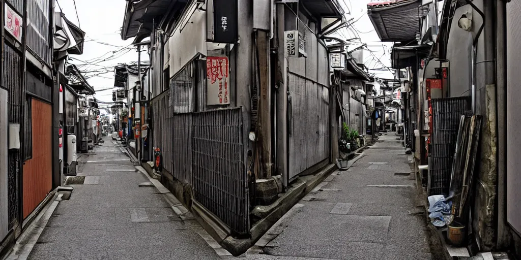 Image similar to japanese city back alleys by robert hubert