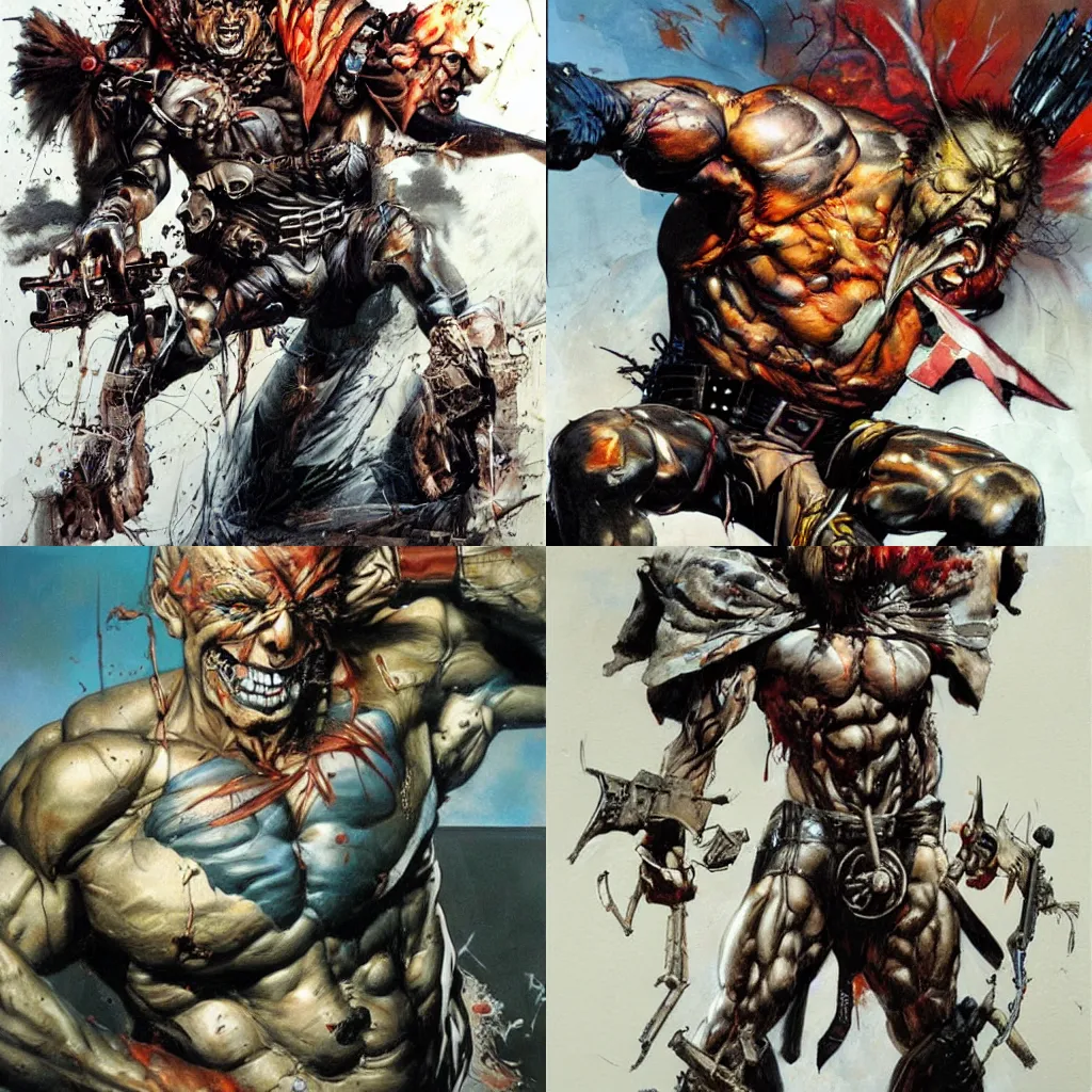 Prompt: artwork by Simon Bisley