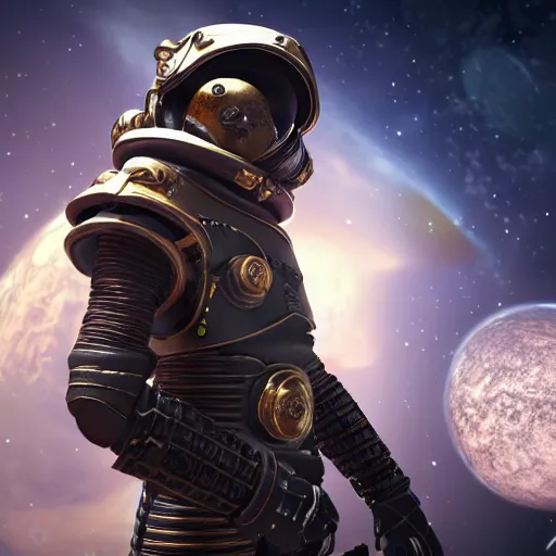 Prompt: space pirate wearing an armor in space, unreal engine, ultra realistic, 8 k, ultra detailed