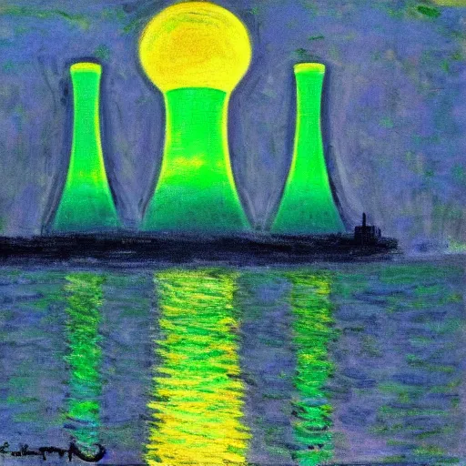 Prompt: nuclear power station in the style of Claude Monet