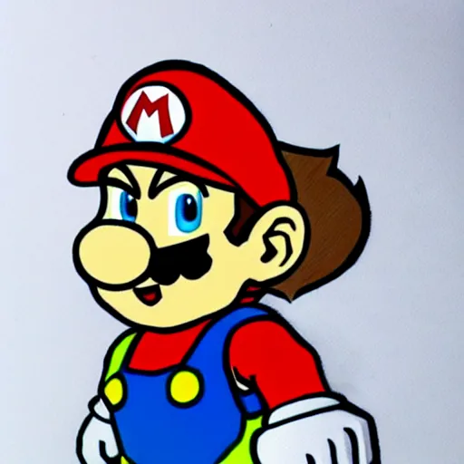 Image similar to mario drawn in the style of dragon ball z