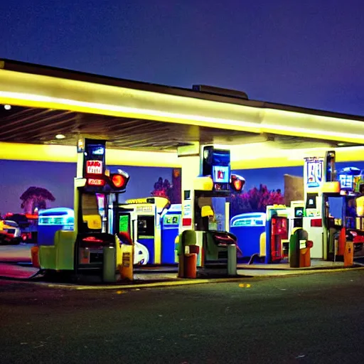 Prompt: gas station party underwater