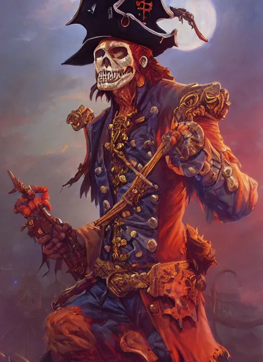 Image similar to undead pirate captain by adrian smith and vladimir volegov and alexander averin and delphin enjolras and daniel f. gerhartz