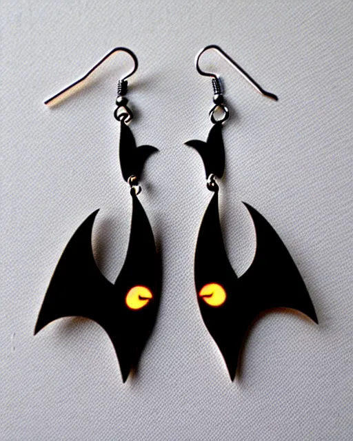 Image similar to spooky bat, 2 d lasercut earrings,