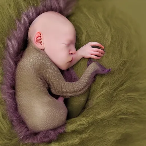 Prompt: cute baby dragon curled sleeping comfortably, very very cute, very very beautiful digital artwork, award winning