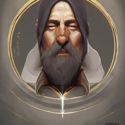 Prompt: wizard, sticker, by artgerm, by greg rutkowski, by noah bradley, illustration on a grey flat background