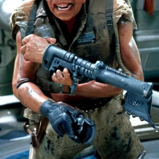 Prompt: George Lopez dressed as a Colonial Marine from Aliens (1986)