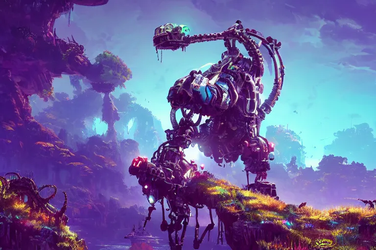 Image similar to clamberjaw machine mecanical creature robot of horizon forbidden west horizon zero dawn bioluminiscence global illumination ray tracing hdr fanart arstation by ian pesty and alena aenami artworks in 4 k