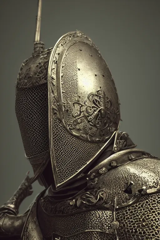 Prompt: a portrait of a medieval knight, historical setting, dynamic pose, close - up, intricate details, intricately detailed clothing, intricate textures, warm lighting, vivid colors, smoke and mist, realistic octane render, hyper realistic render, volumetric shading, depth of field, raytracing, 8 k,