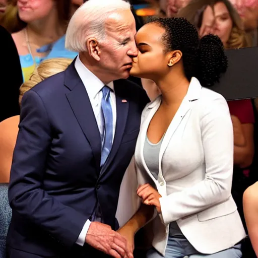 Image similar to kyla pratt kisses joe biden on his cheek